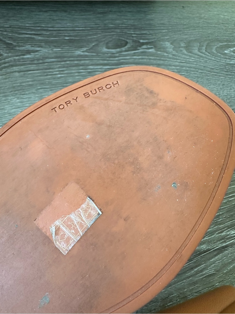 Tory Burch Tan Leather Logo Slide Sandals - Picture 7 of 9